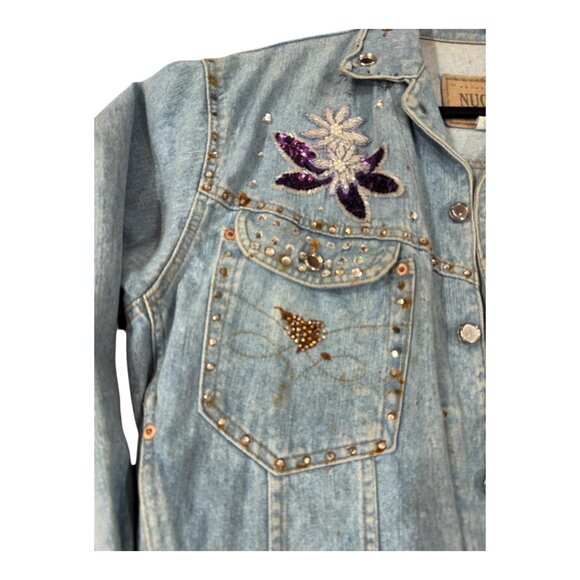 Vintage Bobby Heenan Denim Jacket Womens Small Light Blue Custom Airbrush 92 USA - Picture 5 of 16